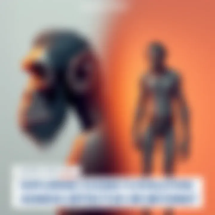 Illustration of Homo Erectus and Homo Sapiens Side-by-side comparison of a Homo Erectus and a modern Homo Sapiens figure, highlighting physical differences