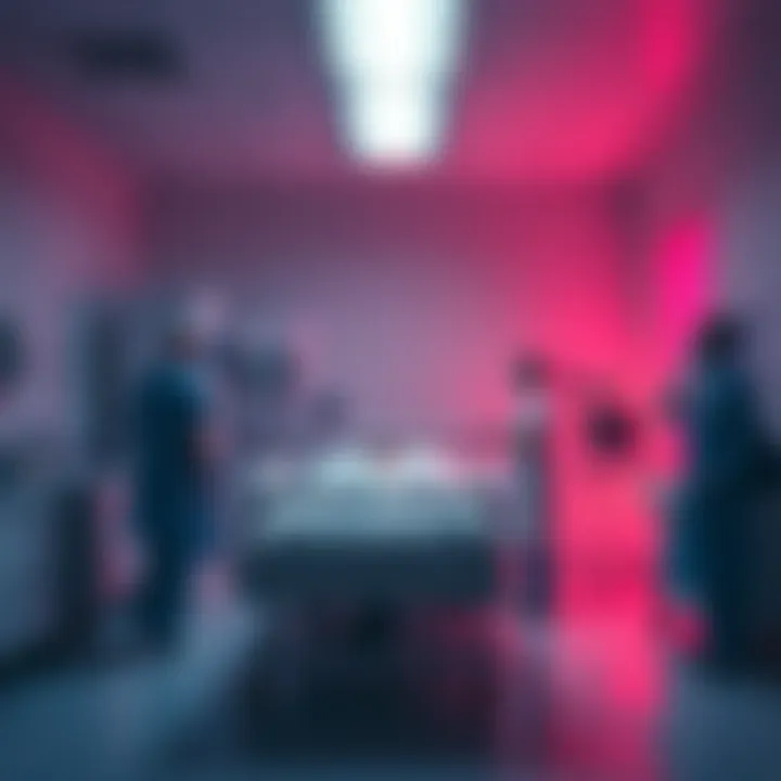 A hospital room with a patient in a bed and medical staff attending them, showcasing the importance of healthcare settings in storytelling.