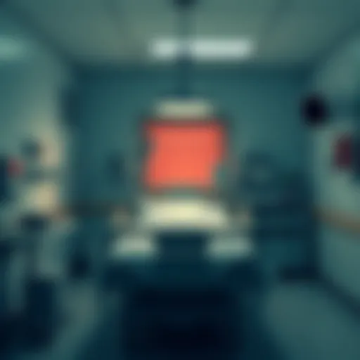 A hospital room with a bed, medical equipment, and a character looking contemplative, reflecting on their emotions.