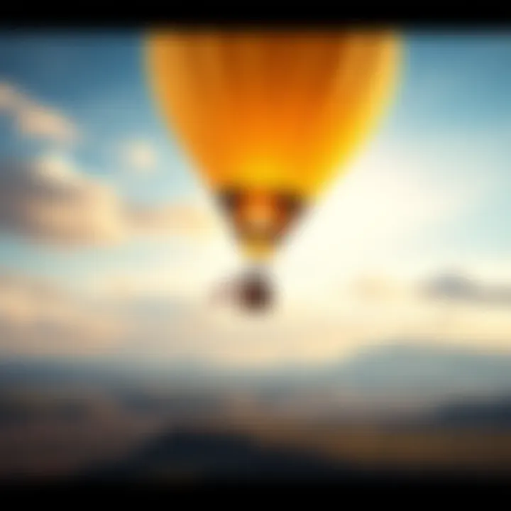 A homemade hot air balloon rising in the sky, representing a daring escape attempt
