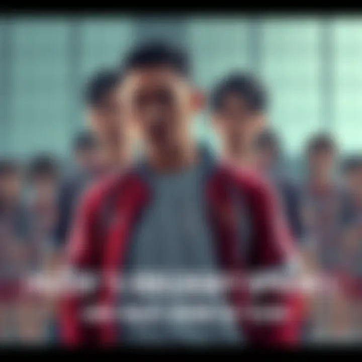 Hugo stands confidently as he addresses Kira and Nagi, with teammates in the background showing diverse reactions, highlighting the tension and teamwork theme