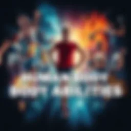 A collage showing diverse human body abilities such as strength, flexibility, and endurance in various activities like running, stretching, and lifting weights.