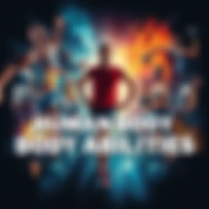 A collage showing diverse human body abilities such as strength, flexibility, and endurance in various activities like running, stretching, and lifting weights.