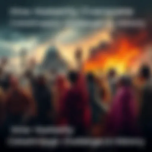 People overcoming challenges in history A diverse group of people working together to rebuild after a disaster, showing resilience and hope