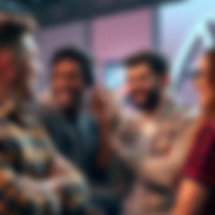 Group of people smiling and joking while engaging in competition, showing how humor lightens the atmosphere