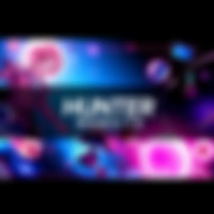 A vibrant graphic showcasing the new Hunter manga website with elements representing manga events and Nen abilities.