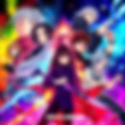 Hunter x Hunter Character Collage Collage featuring main characters from Hunter x Hunter in dynamic poses with a colorful background.