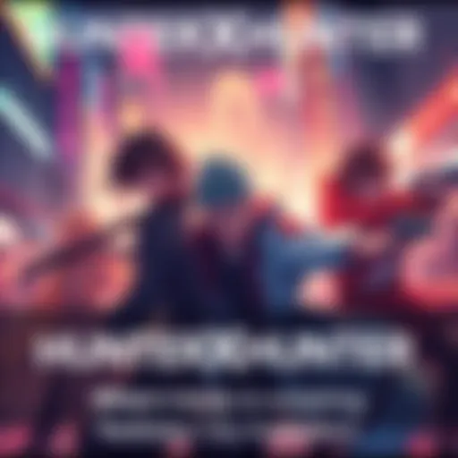 HunterXHunter characters in action Main characters of HunterXHunter in a tense moment during the Yorknew City arc