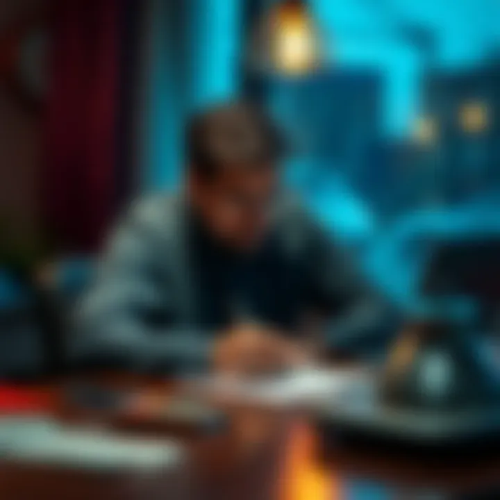 A husband sits at a table, writing a heartfelt letter, reflecting his emotions after losing his wife to CVID.