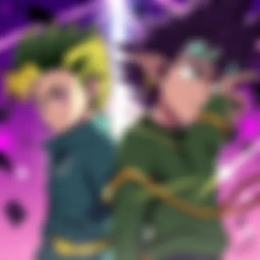 Gon and Killua reimagined with JoJo's flashy poses and exaggerated features