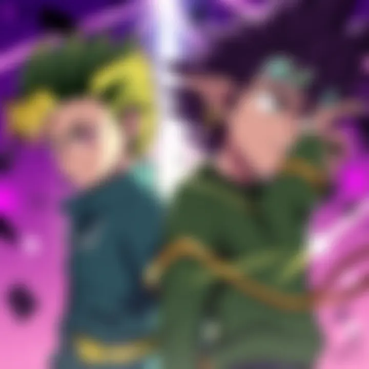Gon and Killua reimagined with JoJo's flashy poses and exaggerated features