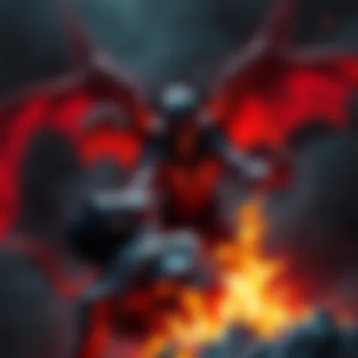 A character struggling between life and death, with a dark, fiery background suggesting a fiendish transformation and a hybrid ally emerging from the shadows.