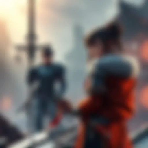 Hygaos' Broken Spear and Mirai's Possible Fate A scene showing Hygaos looking at his broken spear with concern while Mirai stands in the background, contemplating the aftermath of the event.