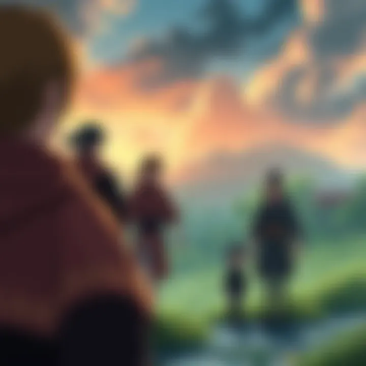 Members of the Hyuga clan looking puzzled as they try to identify Nagato's true form from a distance in the Leaf Village.