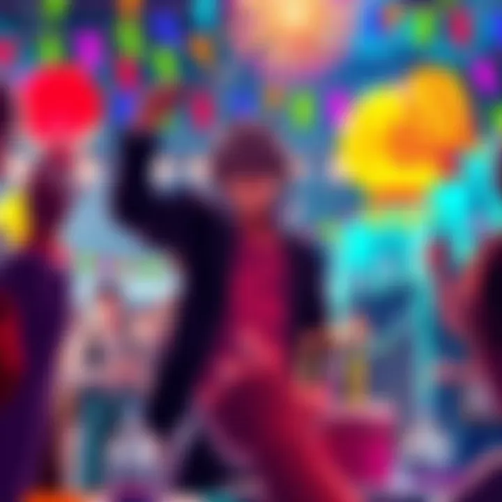 A vibrant birthday celebration for Ichigo Kurosaki, featuring colorful decorations, a cake, and fans cheering.