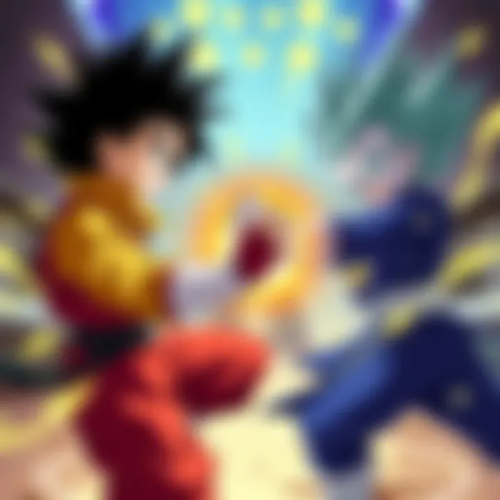 Ichigo and Baby Vegeta face off in an intense fight setting, showcasing their unique powers and determination.