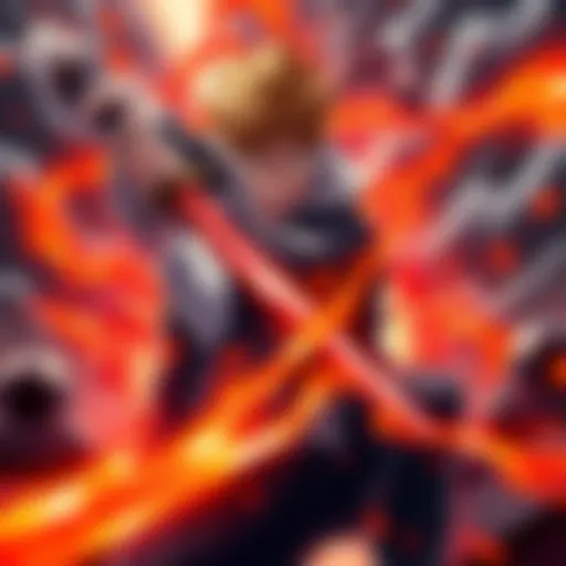 Ichigo Kurosaki unleashing his Bankai in battle, showcasing his powerful sword and intense energy