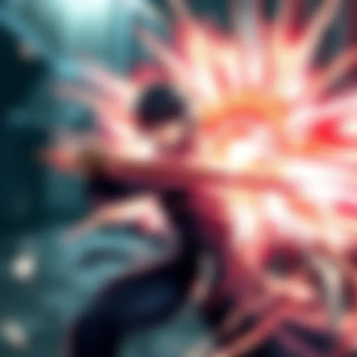 Ichigo Kurosaki in his powerful Bankai transformation, wielding his sword with intense energy, surrounded by a dramatic burst of light.