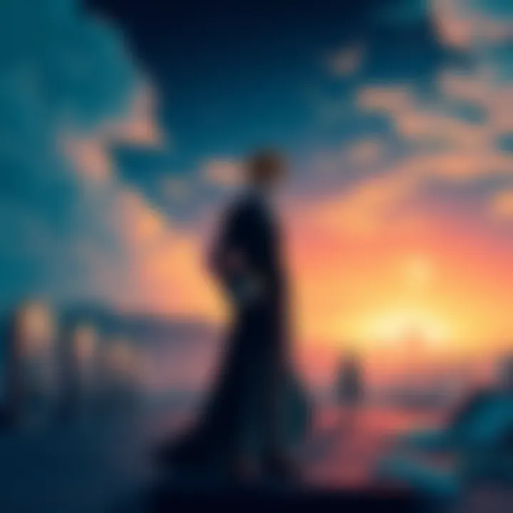 Ichigo stands alone in a quiet place, looking thoughtful and troubled, with memories of past battles and friends like Chad and Orihime in the background.