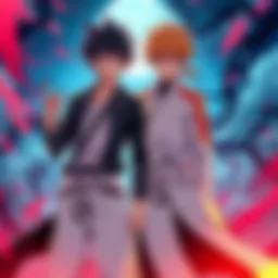 Ichigo and Urahara in Action Ichigo and Urahara standing together, ready to face a challenge, showcasing their strong partnership in Bleach.