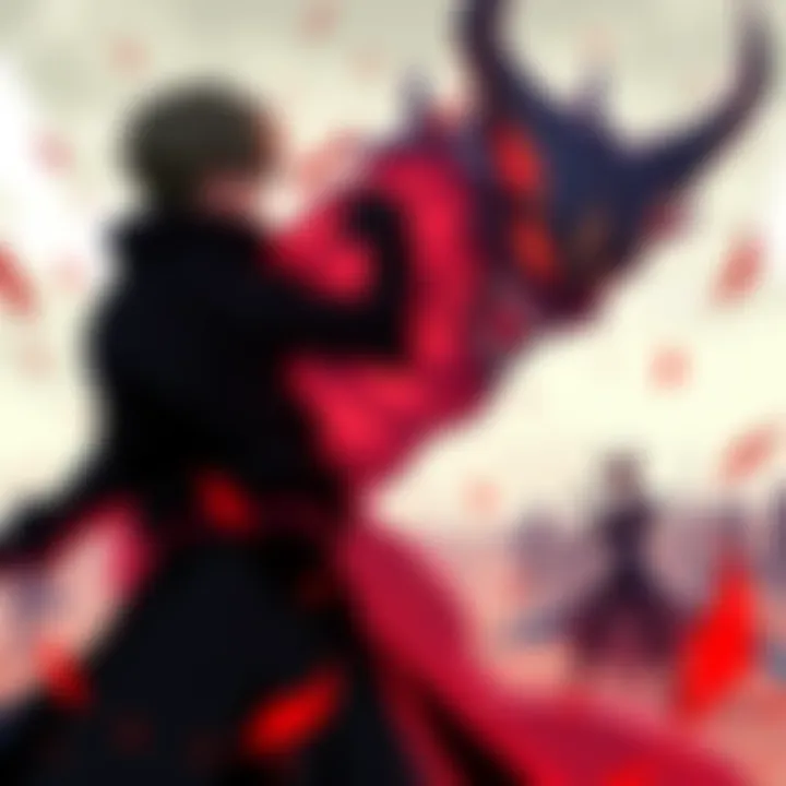 Ichigo confronts Yhwach in an intense showdown, showcasing his Quincy powers against Yhwach's abilities, with a dramatic background of a battlefield.