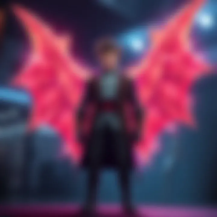 A well-known character stands confidently, surrounded by a colorful aura representing their unique stand abilities, engaging viewers in a guessing game.