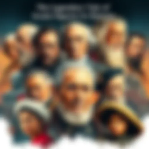 A collage of famous historical figures, each representing different eras and cultures, illustrating their significant contributions to society.