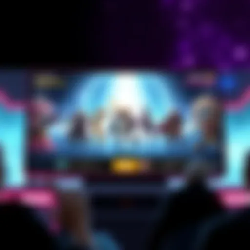 A screenshot showing the character selection screen in IE Galaxy Big Bang, highlighting various unique characters and their abilities.