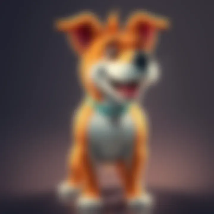 Iggy showing his transformation from a dog to a jobro, with a confident stance and a playful expression.