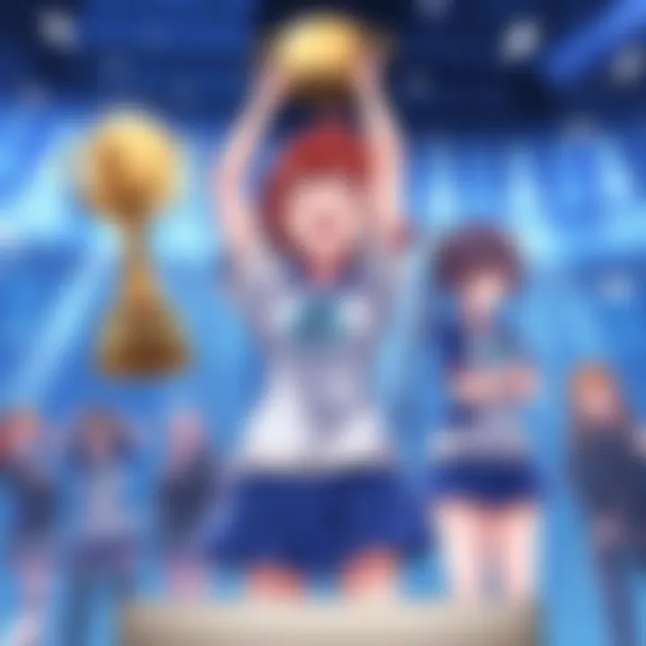 Iidachako stands triumphantly with a trophy after winning the BNHA ship tournament, while Enjirei looks disappointed in the background.