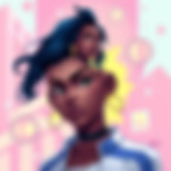 Illumi's Character Transformation Illustration depicting Illumi's new style, showcasing bold colors and modern design elements that reflect contemporary cultural influences.