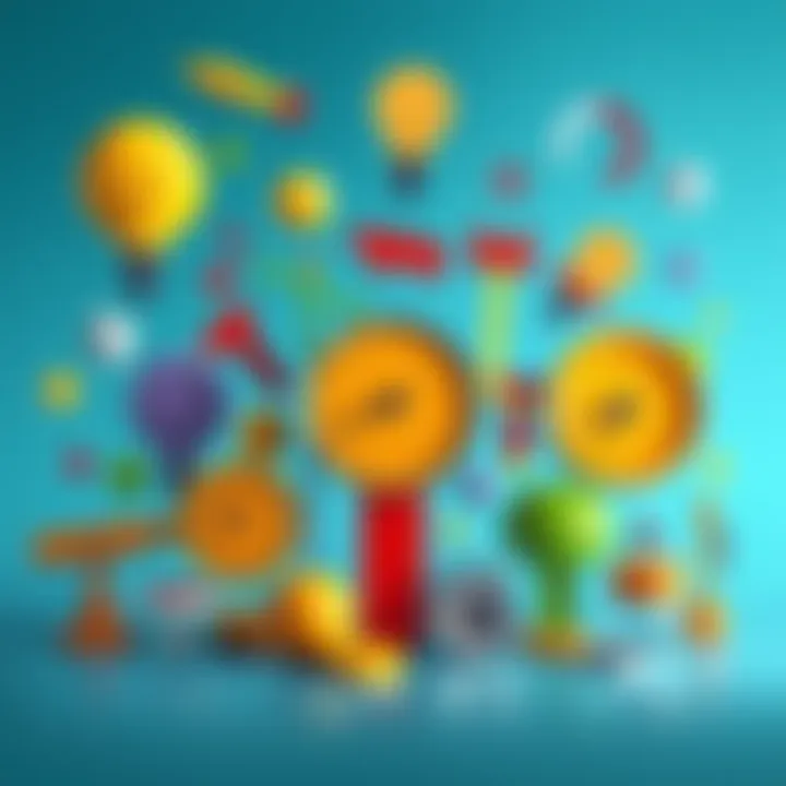 A collection of imaginative units represented as colorful symbols and icons, showcasing creativity in measurement ideas.