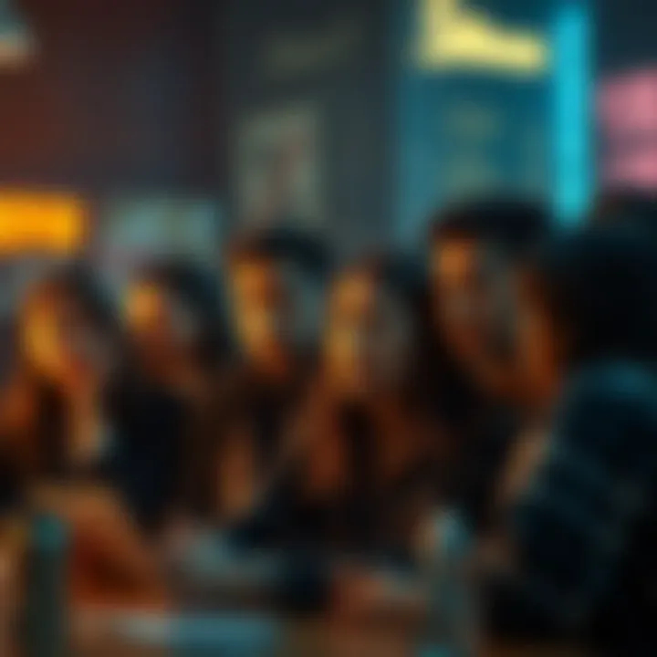 A group of concerned people discussing the aftermath of the 'O No' incident in 2025, showing worried faces and intense conversations.
