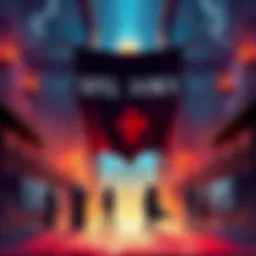 Impel Down 2.0 Arc Art A dramatic scene showing the Impel Down prison with the Cross Guild banner in the foreground. Characters from the series gather, hinting at upcoming battles and alliances.