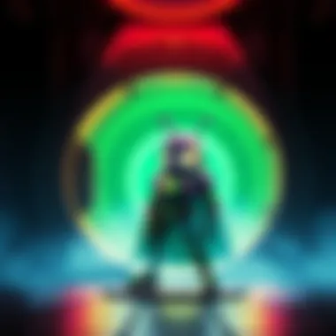 Imperfect Cell, a green and purple character, stands next to a futuristic time machine that looks like a round door.