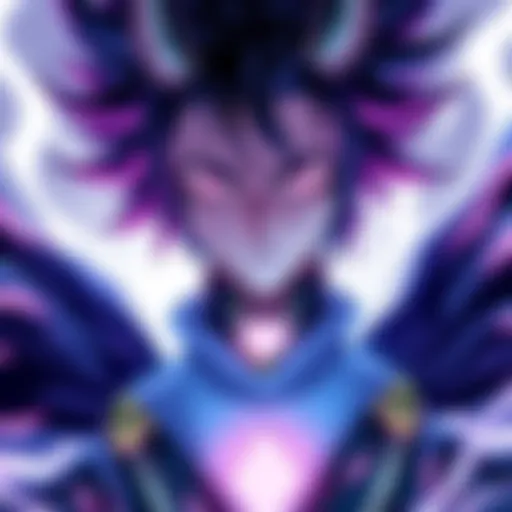 A striking depiction of Imu, a new manga villain, showcasing a unique outfit and intense expression, hinting at dark powers.