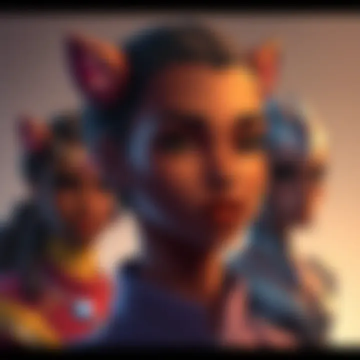 Illustration showing Imu with brown skin and distinctive lip design, contrasted with darker-skinned characters like Garnet to highlight representation in art.