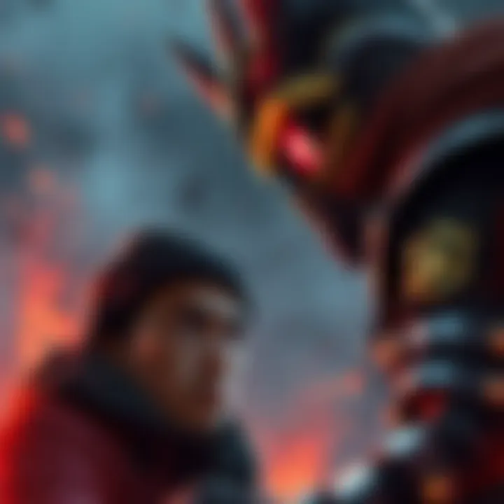 Imu stands menacingly over Ussop, who looks anxious as tensions rise between them.