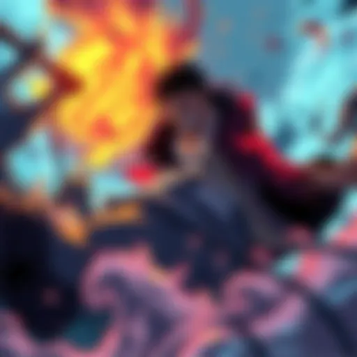 Imu, the antagonist, struggles in battle as key characters join forces against him in the final war arc of One Piece.