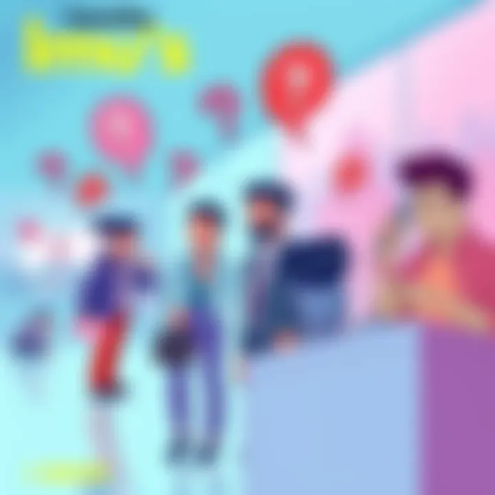 Imu's Identity Theories Illustration showing people discussing various theories about Imu's identity in 2025, with question marks around them.
