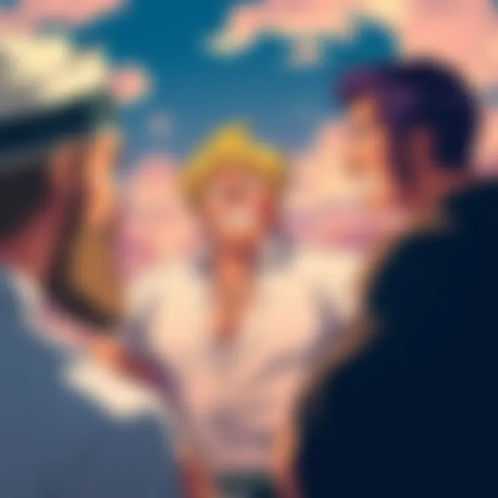 Imu shows visible injuries while Roger and Garp argue intensely about their battle's impact.