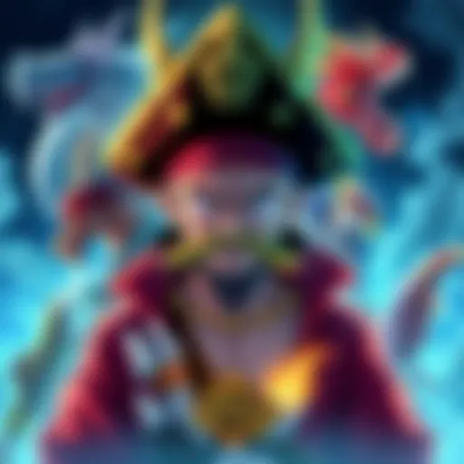 Illustration of Imu surrounded by Pirate legends like Dragon, Shanks, Mihawk, and Akainu, showcasing the need for a new Pirate king level.