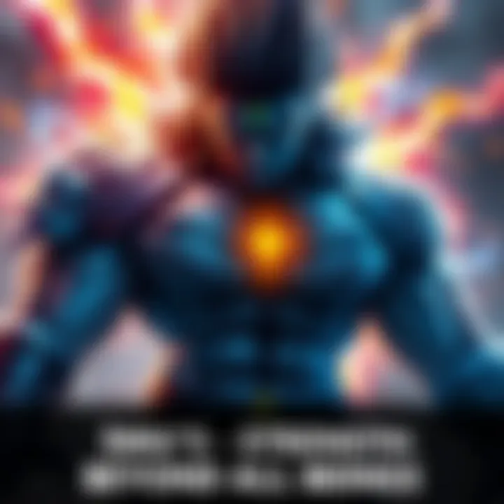 Imu showcasing unmatched strength Imu stands boldly, radiating power with a fierce expression, surrounded by a glowing aura that symbolizes his extraordinary ability
