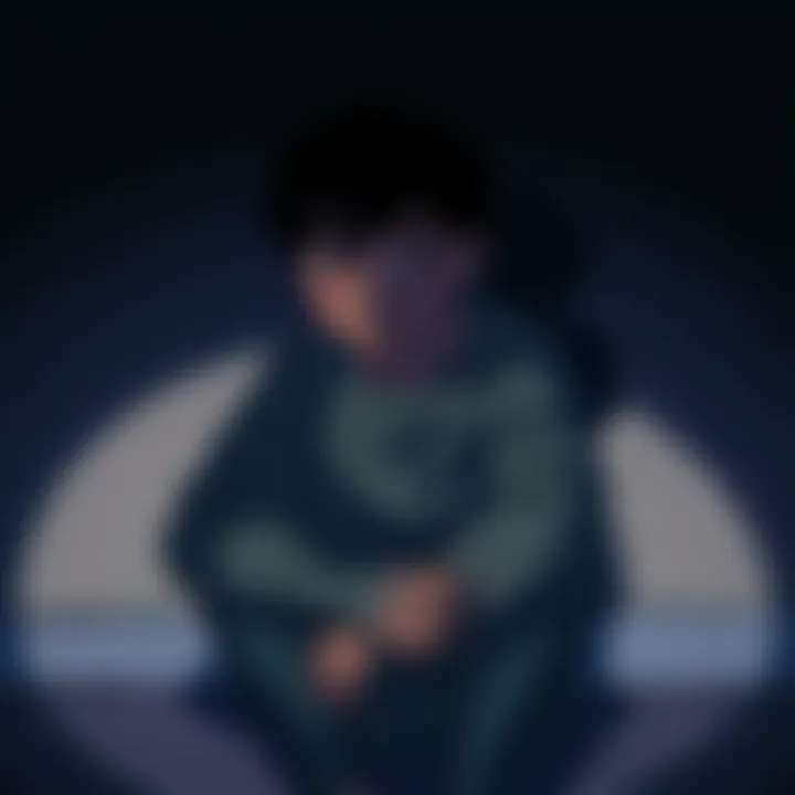 Imu sitting alone with a weary expression, surrounded by shadows, indicating health concerns.