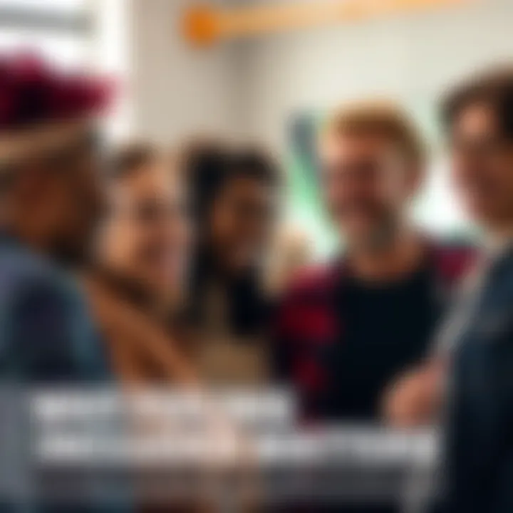 A diverse group of people smiling and engaging in conversation, representing inclusion in a community setting.