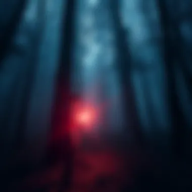 A dark and eerie forest setting with a character holding a flashlight, showcasing the atmosphere of an indie horror game in 2025.