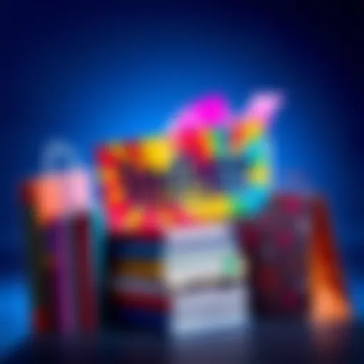 A colorful Indigo coupon with discounts on books, surrounded by various books and a shopping bag, symbolizing savings for Canadians.