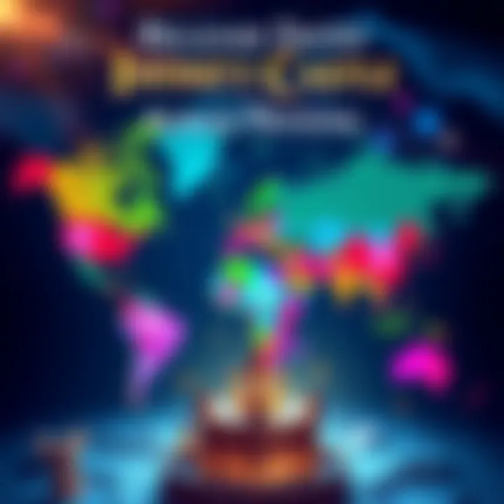 A colorful world map highlighting different countries with release dates for the Infinity Castle game marked on it.