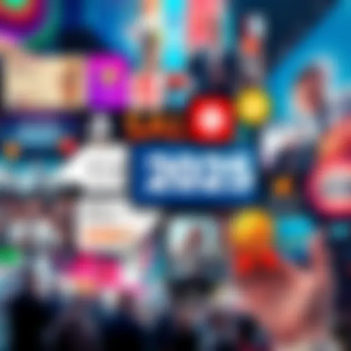 A vibrant collage showing various advertisements and reward programs, illustrating modern marketing strategies aimed at engaging consumers in 2025.
