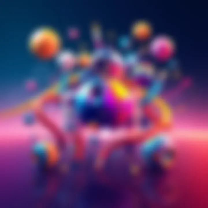 A vibrant illustration showcasing various creative designs and elements merging together, representing the evolution of modern design aesthetics.